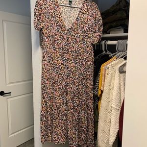 Wild fable floral print button down midi dress